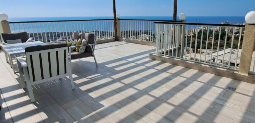 Hot deal! dbayeh renovated duplex 340m with 100m terrace open sea view #6340