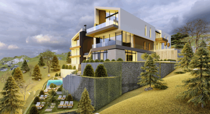 zaarour luxury chalets with private garden & shared pool, payment facility #6604