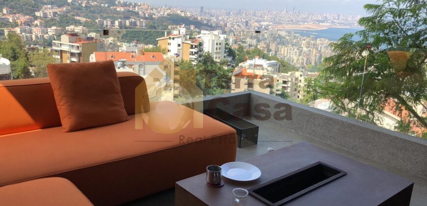 apartment fully renovated with panoramic view in rabieh for sale